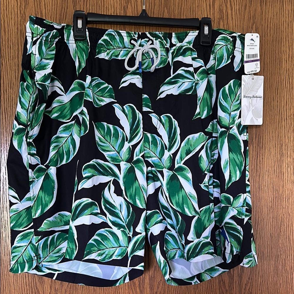 Tommy Bahama Green Leaf Print Men's Swim Trunks